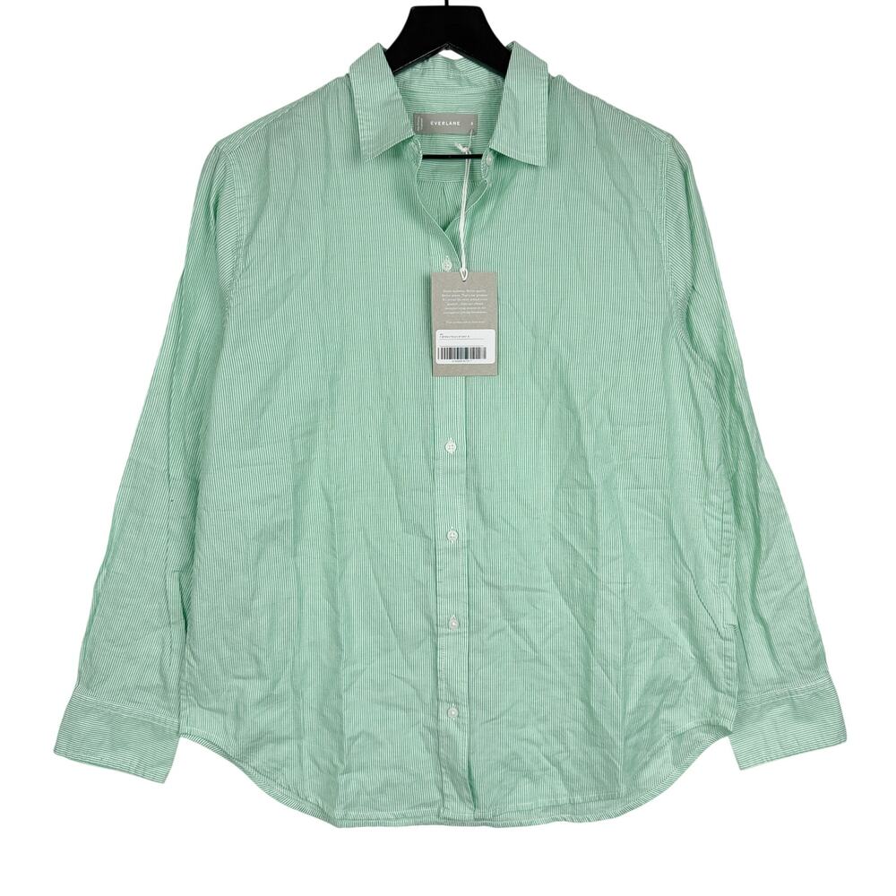 New Everlane Button Down Cotton Oversized Shirt Mint Green - 8
